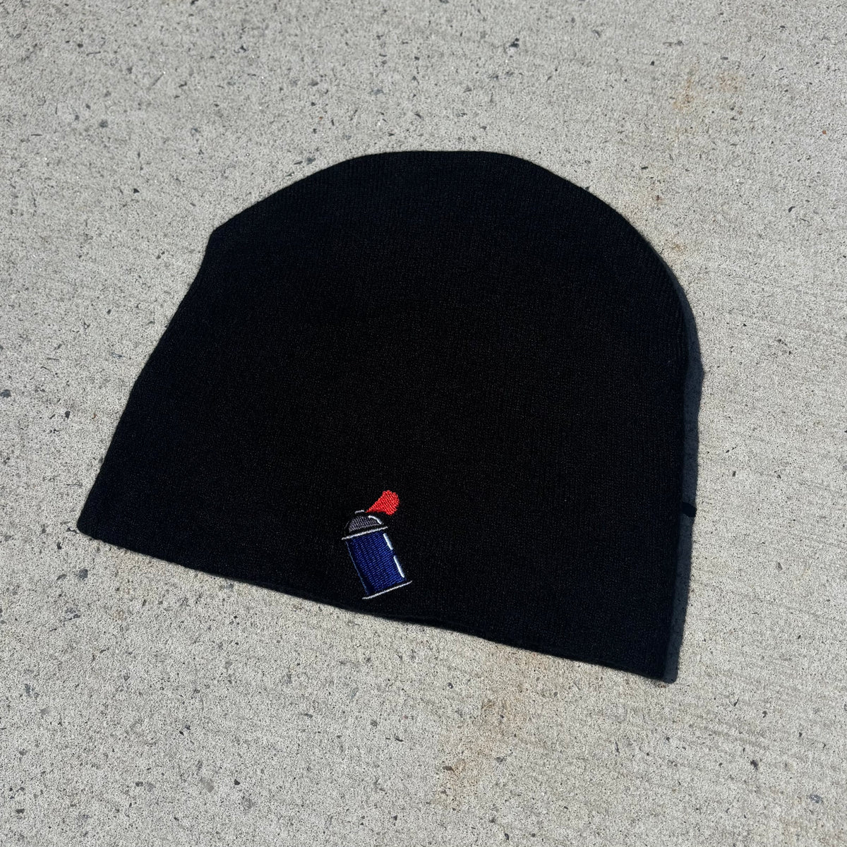 Black NYC graffiti beanie back view