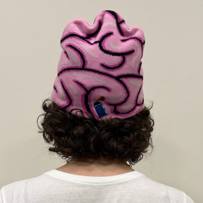 Brain Beanie Back View on Body