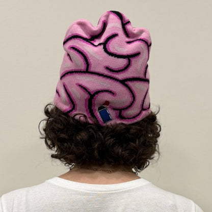 Brain Beanie Back View on Body
