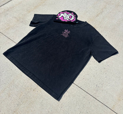 Streetwear graffiti tee and beanie bundle front view