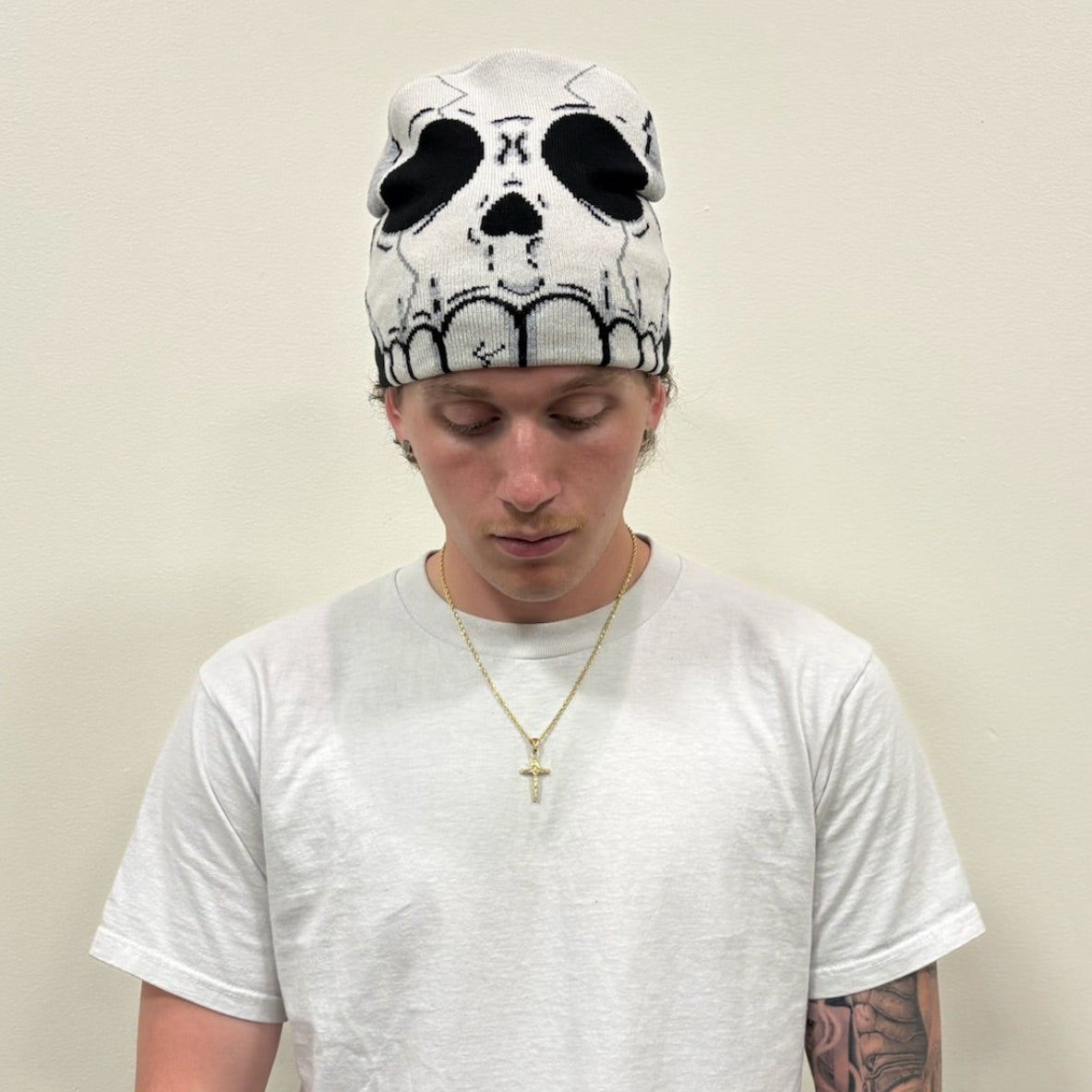 TAGD Skull Beanie Front View on Body
